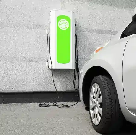 Electricista instalando un cargador de coche eléctrico