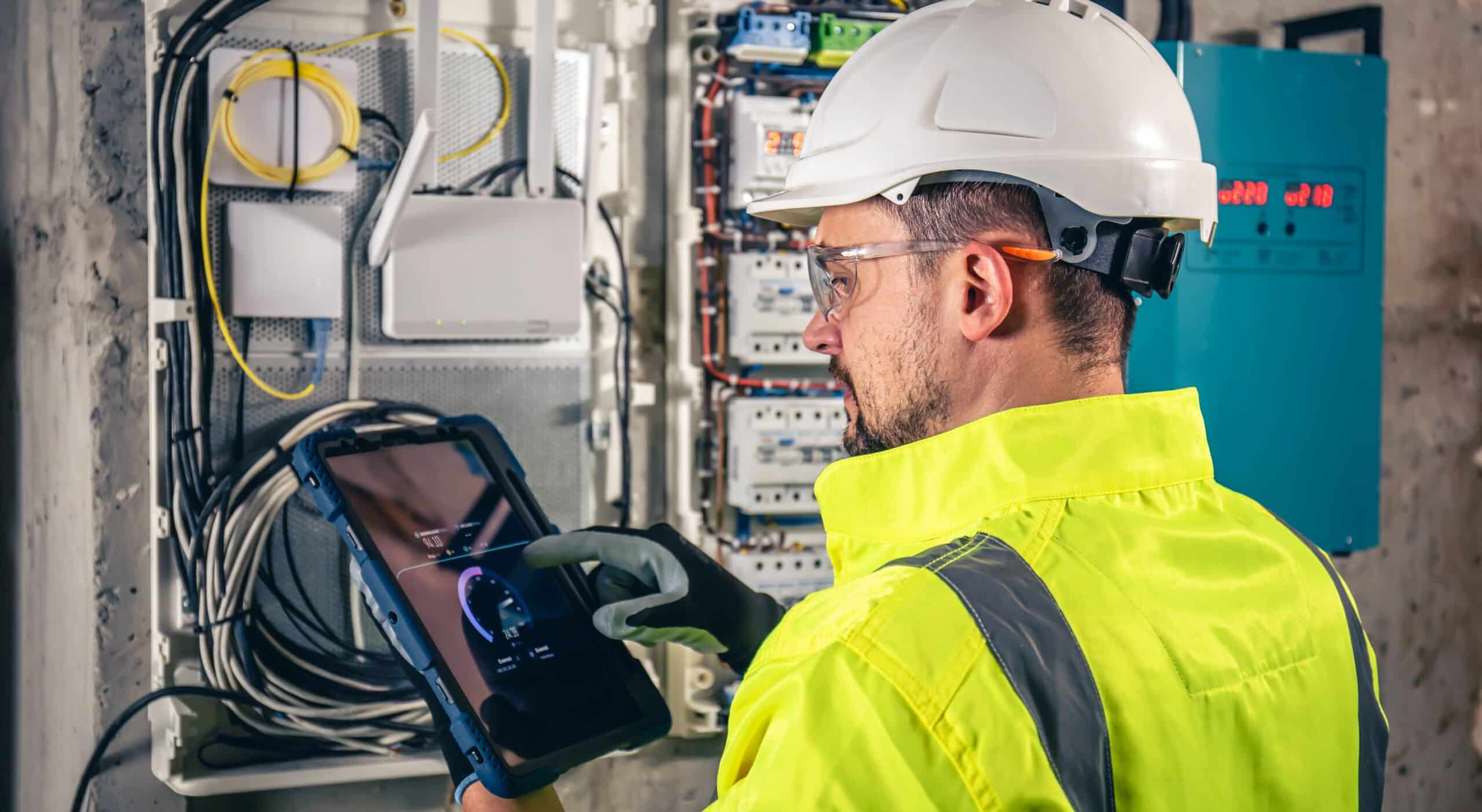 Electricista de Korrentek trabajando en una instalación eléctrica en Donostia